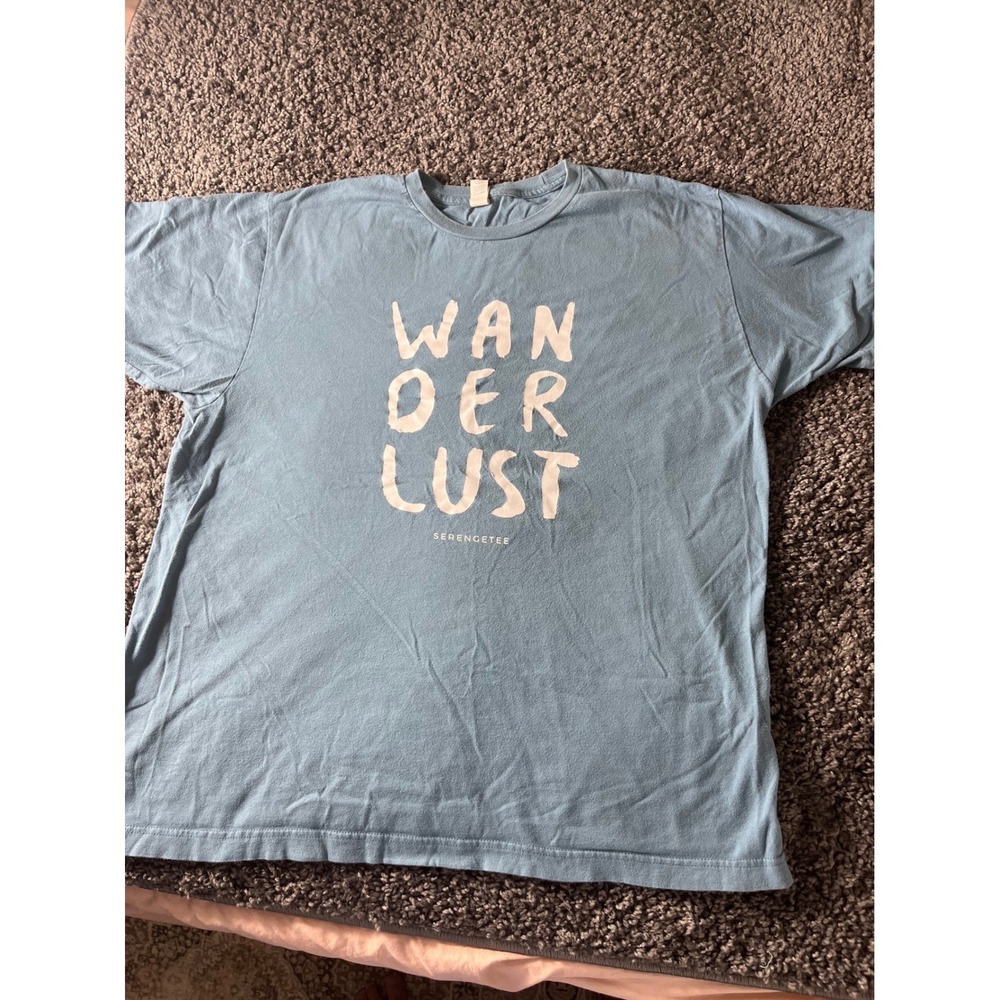 Serengetee Wanderlust Graphic T-Shirt Mens XL Blue Tultex 202 Cotton Tee